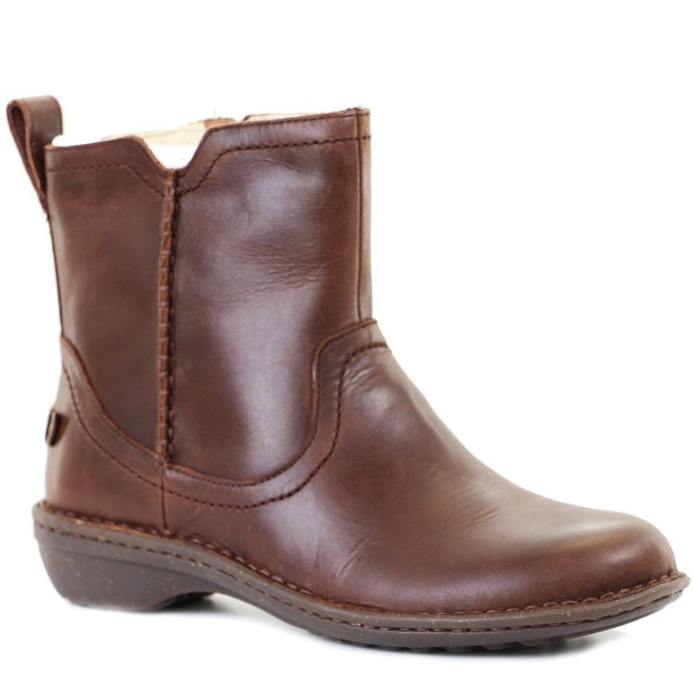 UGG Australia Neevah Mahogany Genuine Leather Shearling‎ Lined Bootie Size 7